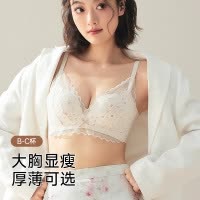 无钢圈性感蕾丝内衣女洞洞杯高级感无痕聚拢收副乳防下垂文胸罩
