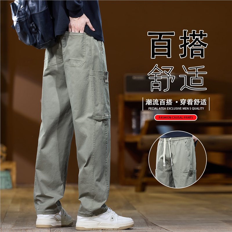 青少年加绒休闲裤男士秋冬工装裤新款美式宽松直筒休闲百搭裤