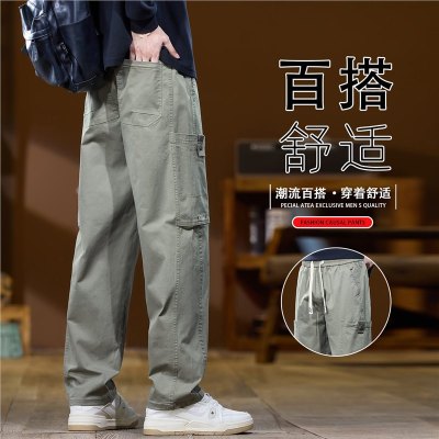 青少年加绒休闲裤男士秋冬工装裤新款美式宽松直筒休闲百搭裤