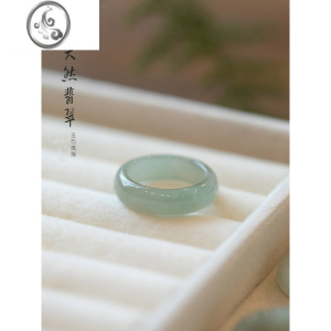 JiMi翡翠A货玉戒指冰糯种指环雪花棉戒圈男女情侣款玉石首饰尾戒 指环