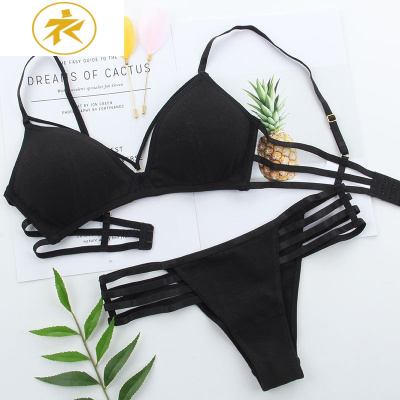 Ideamini欧美性感绑带超薄三角杯无钢圈光面文胸内衣套装女士大胸显小胸罩文胸套装