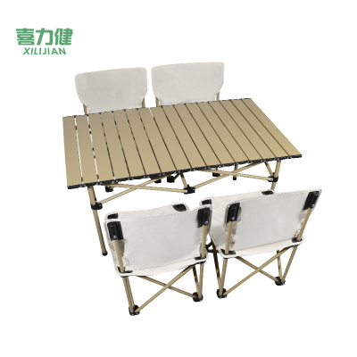 喜力健 户外便携折叠桌椅 M黄色桌95长-大号椅子4把 套