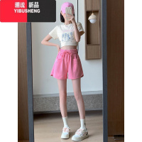 YIBUSHENG美式运动短裤女季薄款2024新款高腰显瘦外穿休闲宽松阔腿五分裤