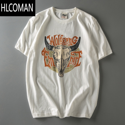 HLCOMAN老李力荐!复古印花 水洗磨毛 男士圆领短袖T恤衫潮