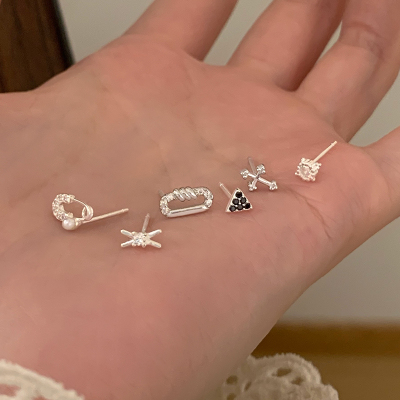 纯银几何耳钉合集女养耳洞睡觉不用摘轻奢高级感气质大气耳环送女朋友老婆情人节七夕生日礼物