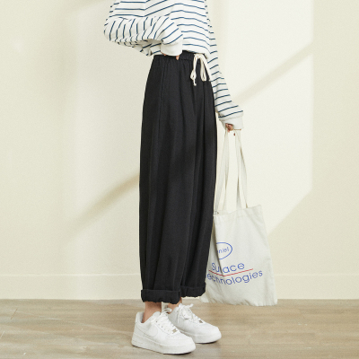 [3件8.5折110.4元,叠加优惠券]唐狮休闲裤女春夏新款高腰显瘦日系宽松萝卜直筒阔腿九分裤子