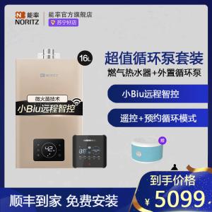 [零冷水套装]能率(NORITZ)16升燃气热水器GQ-16W38AFEX水量伺服器+外置循环泵