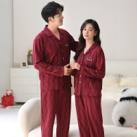 情侣睡衣春秋冬季棉质本命年喜庆结婚红色一男士一女士家居服套装_685