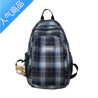 封后书包女韩版原宿ulzzang大学生古着感格子高中生双肩包休闲背包女学生书包
