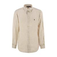 Polo Ralph Lauren2025新款超透气亚麻定制条纹长袖衬衫男夏季商务休闲修身通勤