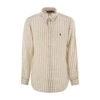 Polo Ralph Lauren2025新款超透气亚麻定制条纹长袖衬衫男夏季商务休闲修身通勤