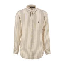 Polo Ralph Lauren2025新款超透气亚麻定制条纹长袖衬衫男夏季商务休闲修身通勤