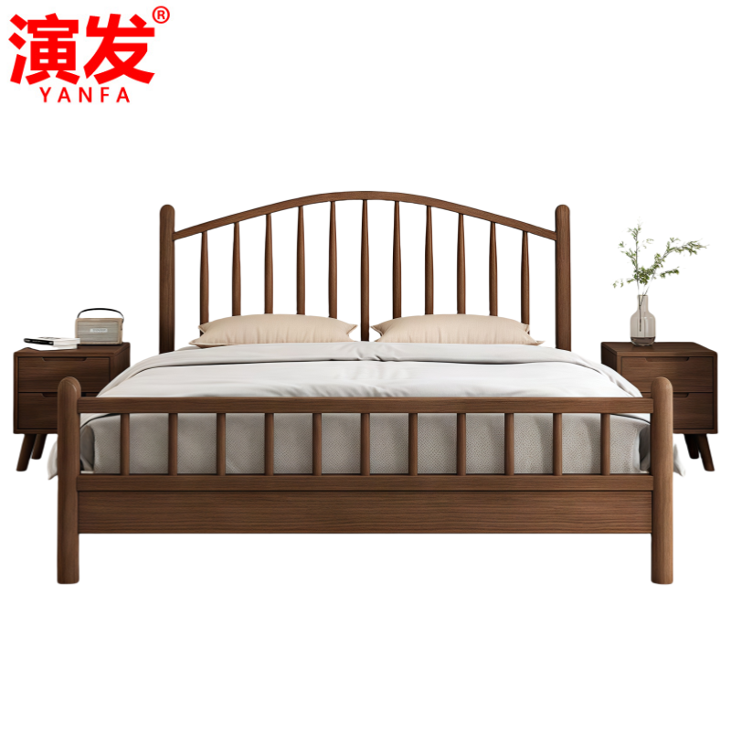 演发 木床+2床头柜 1.2m 套