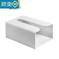 敬平家用纸巾盒免打孔壁挂纸巾筒客厅厨房抽纸盒创意纸巾收纳盒 白色