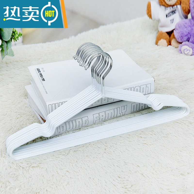敬平加粗版纳米浸塑钢丝防滑衣架塑料衣架[30个装]