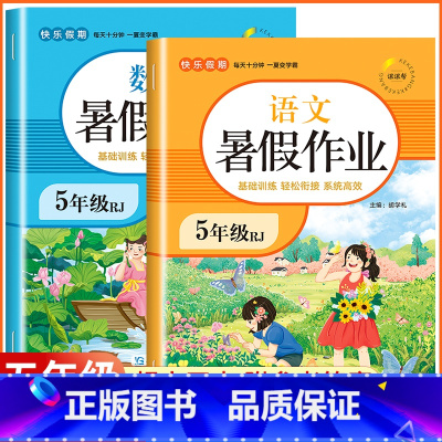[五年级 2册]暑假作业 语数 小学五年级 [正版]2023新版 五年级下册暑假作业 五年级升六年级语文数学英语全套3册