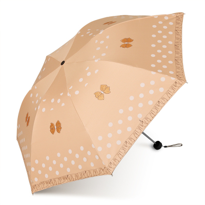 伞遮阳伞防晒防紫外线雨伞女晴雨两用折叠学生太阳伞小巧便携蝴蝶结橙色