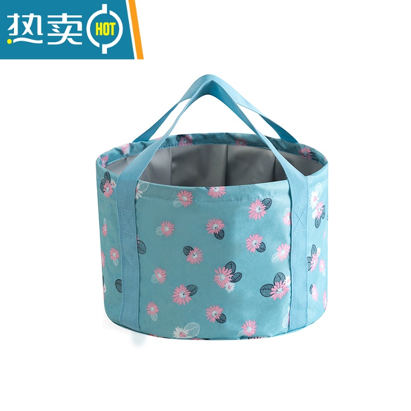 敬平折叠泡脚桶便携泡脚袋保温水桶洗衣水盆加厚旅行旅游洗脚盆器深 雏菊末语中号(送收纳袋)