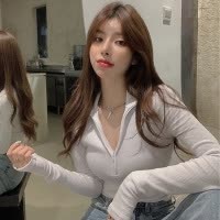 棉质 秋装修身性感打底衫内搭韩版短款上衣女潮百搭长袖T恤女