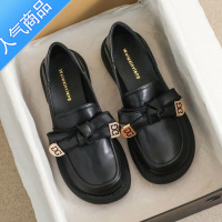 SUNTEK红青蜓小皮鞋女英伦风黑色软底豆豆鞋平底舒适职业厚底乐福鞋