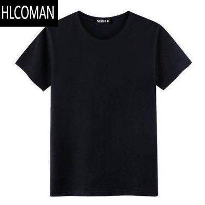 HLCOMAN莫代尔冰丝短袖t恤男纯色素色内搭纯白纯黑色全白全黑夏季上衣服