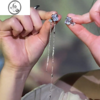 JiMi不对称简约精致锆石无耳洞耳骨夹时尚气质个性百搭耳夹长款流苏女