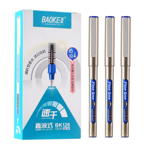 宝克(BAOKE)BK126 0.5mm速干直液式子弹头中性笔 出墨稳定不易漏墨 黑色/红色/蓝色 12支/盒 1盒