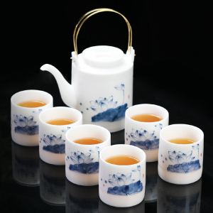 MULTIPOTENT整套功夫茶具套装高端冰种玉瓷10头盖碗茗香杯 精美伴手礼盒套装