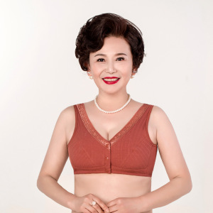 大观鸟老年文胸舒适中老年内衣宽松前开扣背心式中年妇女文胸大码