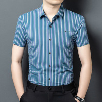 2025夏季新款短袖衬衫男条纹免烫休闲衬衣透气商务_239
