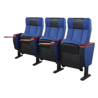 臻远ZY-LTY-33礼堂椅剧院椅会议室椅子蓝色带后写字板三人位