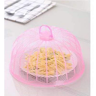 敬平(JING PING)菜罩餐桌饭菜罩防蚊蝇盖手提食物家用小号塑料圆形可重叠收纳马脸 10个粉色菜罩饭罩