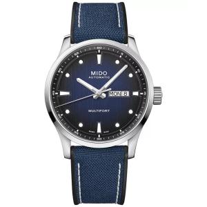 Mido男士瑞士自动机械蓝纺织表带手表42mm防水防刮耐用