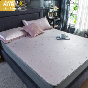 欧式简约纯色凉席冰丝席三件套床笠款1.8m床可水洗夏季席子1.5米 三维工匠凉席/凉枕