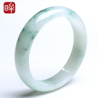 印象眸飘花A货翡翠玉手镯微瑕翡翠玉镯子附证书