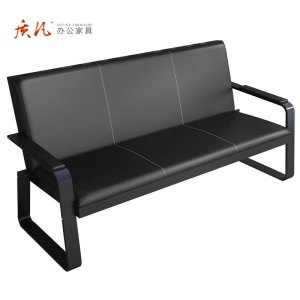 质凡简约办公沙发办公室接待会客商务铁艺沙发茶几组合套装 三人位