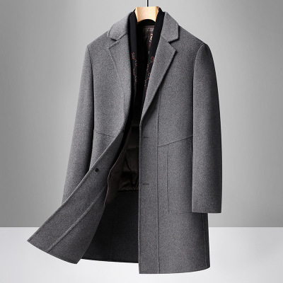 双面呢羊毛大衣拆卸羽绒内胆冬季中长款男士商务休闲羊毛妮子外套