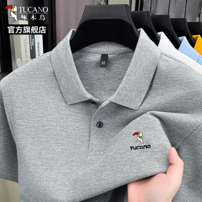 [100%纯棉]啄木鸟男士短袖t恤2025夏季新款薄款父亲polo衫上衣C
