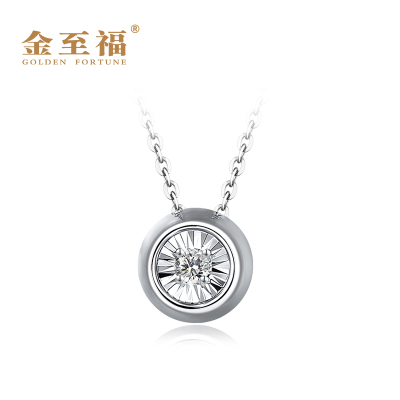 金至福18K金钻石项链女锁骨链女款套链泡泡项链经典简约时尚送女友礼物刻字定制18K白