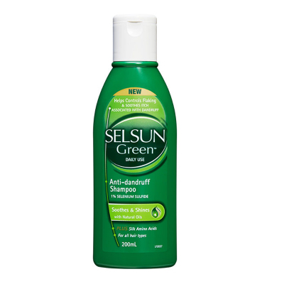 SelsunGreen氨基酸清爽控油舒缓去屑止痒洗发水头皮藓溢脂性皮炎水杨酸200ml/瓶装绿色舒缓修护型所有发质绿瓶款200ml*1瓶