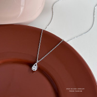 极简水滴锆石项链女s925纯银轻奢小众设计闪钻简约时尚锁骨链百搭送女朋友老婆情人节七夕生日礼物