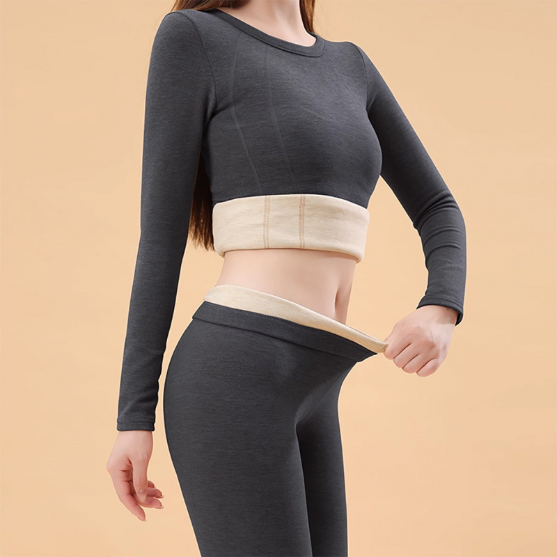 德绒保暖内衣女新款秋冬加绒无痕打底衫羊绒蚕丝秋衣秋裤套装