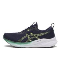 ASICS跑步鞋男缓震效果柔软贴合透气设计稳定支撑深蓝配色