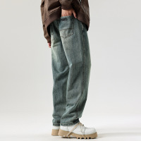 Men jean上新高街美式街潮青年宽松垂感百搭时尚直筒牛仔裤男