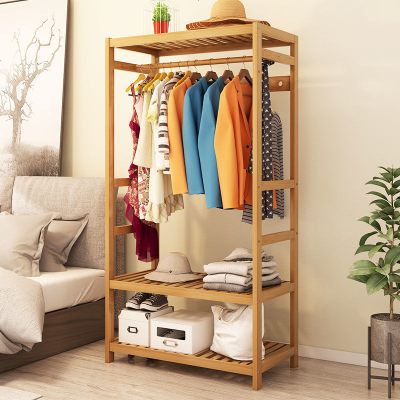 欧式衣帽架简易落地多功能置物架楠竹卧室家用挂衣架子