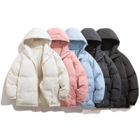 情侣棉衣户外秋冬季新款纯色连帽保暖棉服棉衣潮流宽松百搭男外套