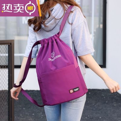 NEWLAKE2021新款牛津布抽绳束口袋双肩包女轻便尼龙运动旅行大容量妈咪包