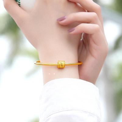 老庙黄金黄金手链足金转运珠金串珠礼物女六字真言珠