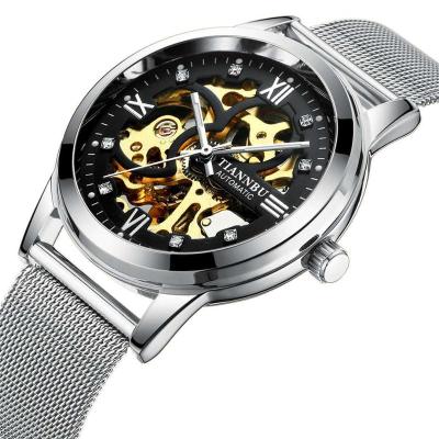 铭侣机械表男新款防水男士手表自动机械表夜光镂空镶钻男表