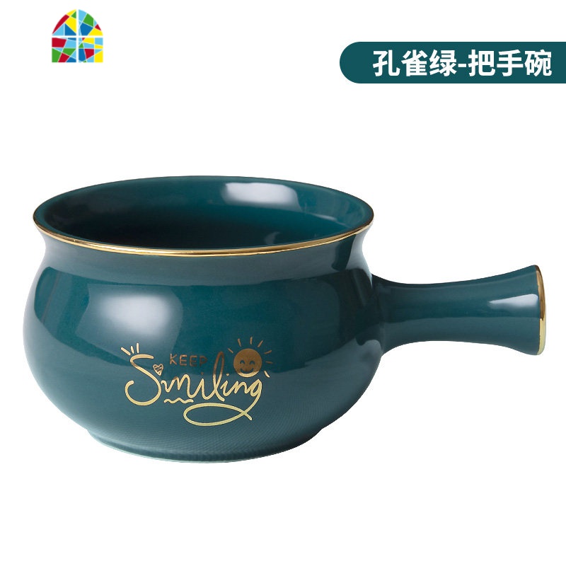 日式早餐餐具一人食带手柄碗碟套装北欧创意泡面碗早餐碗盘子家用 FENGHOU 托盘+手柄碗+心形碗(白)